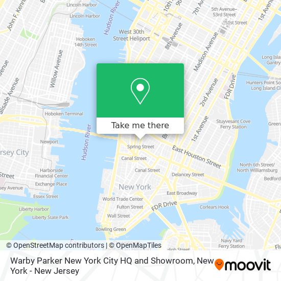 Warby Parker New York City HQ and Showroom map