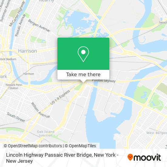 Lincoln Highway Passaic River Bridge map