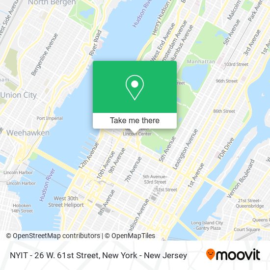 Mapa de NYIT - 26 W. 61st Street