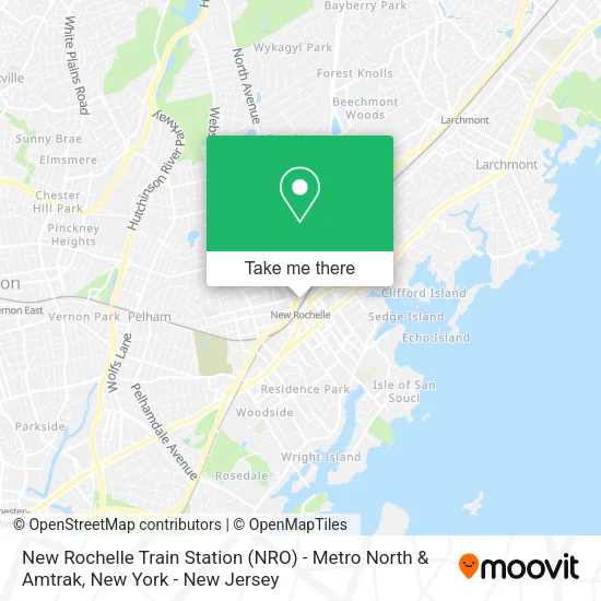 New Rochelle Train Station (NRO) - Metro North & Amtrak map