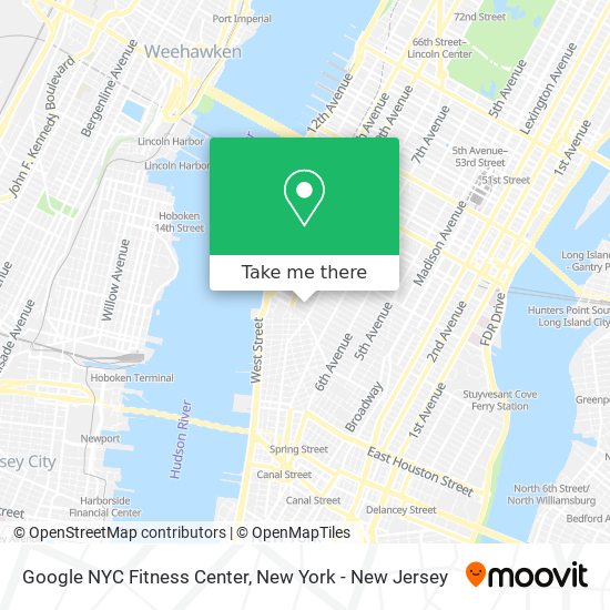 Google NYC Fitness Center map
