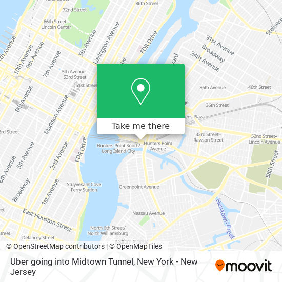 Uber going into Midtown Tunnel map