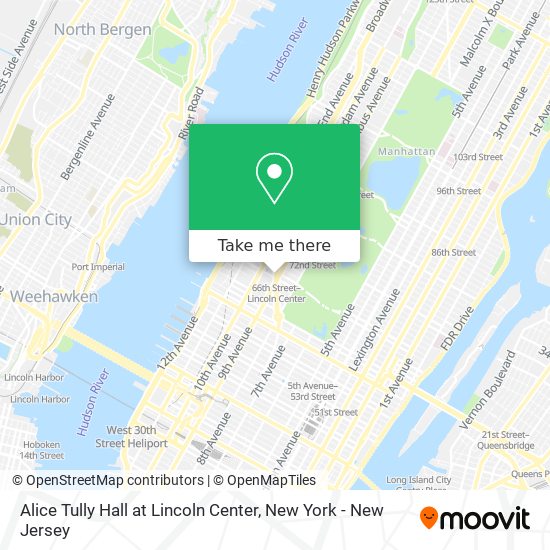 Mapa de Alice Tully Hall at Lincoln Center