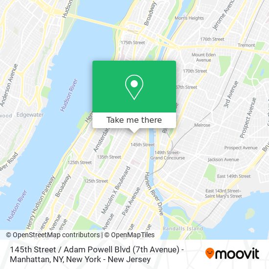 Mapa de 145th Street / Adam Powell Blvd (7th Avenue) - Manhattan, NY