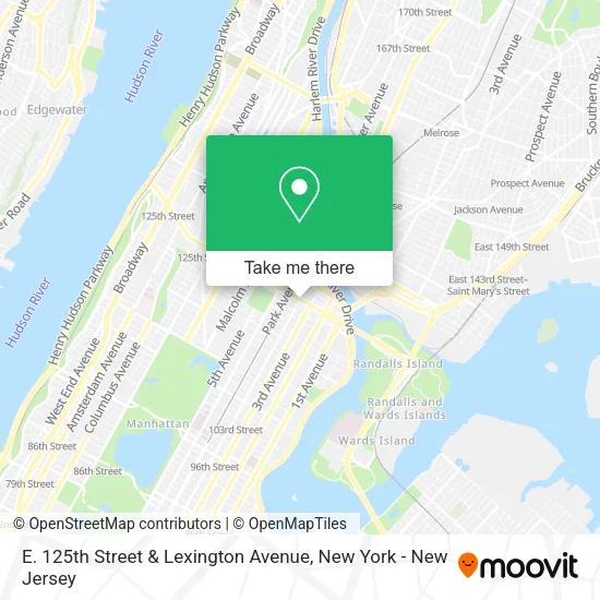 E. 125th Street & Lexington Avenue map