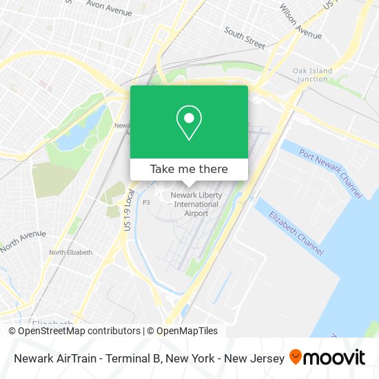 Mapa de Newark AirTrain - Terminal B