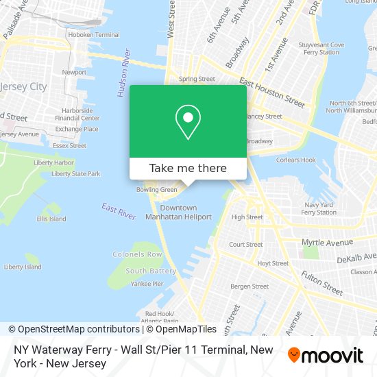 NY Waterway Ferry - Wall St / Pier 11 Terminal map