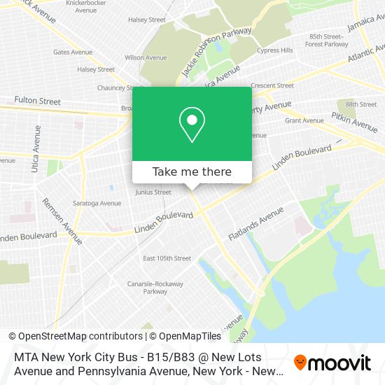 MTA New York City Bus - B15 / B83 @ New Lots Avenue and Pennsylvania Avenue map