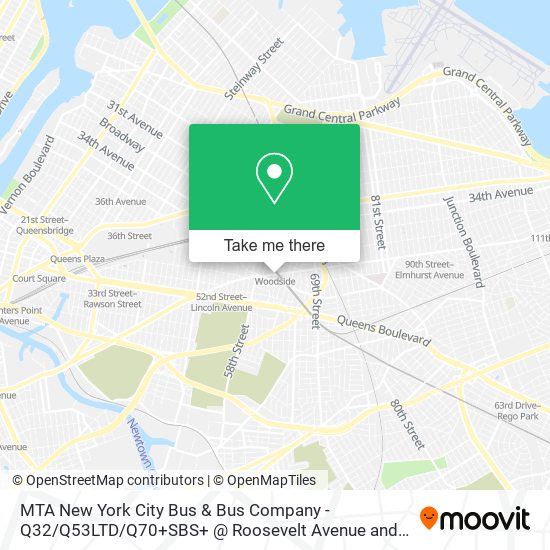 MTA New York City Bus & Bus Company - Q32 / Q53LTD / Q70+SBS+ @ Roosevelt Avenue and 61st Street map