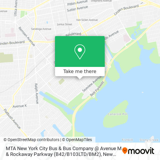 Mapa de MTA New York City Bus & Bus Company @ Avenue M & Rockaway Parkway (B42 / B103LTD / BM2)