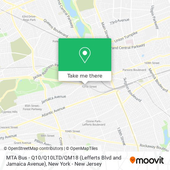 Mapa de MTA Bus -  Q10 / Q10LTD / QM18 (Lefferts Blvd and Jamaica Avenue)