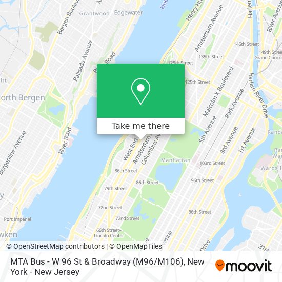 Mapa de MTA Bus - W 96 St & Broadway (M96 / M106)