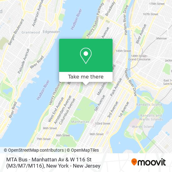 MTA Bus - Manhattan Av & W 116 St (M3 / M7 / M116) map