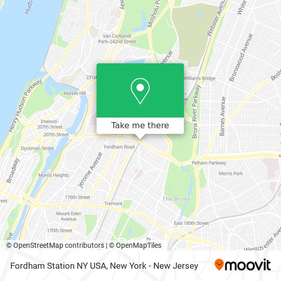 Fordham Station NY USA map