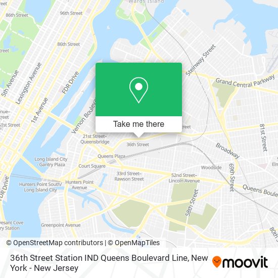 Mapa de 36th Street Station IND Queens Boulevard Line