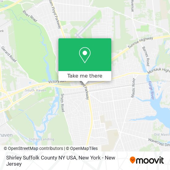Mapa de Shirley Suffolk County NY USA