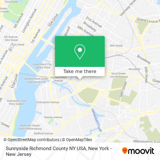 Sunnyside Richmond County NY USA map