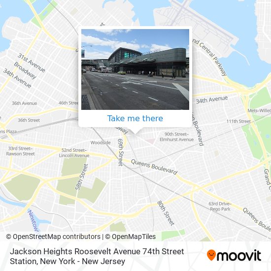 Mapa de Jackson Heights Roosevelt Avenue 74th Street Station