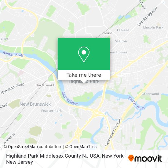 Highland Park Middlesex County NJ USA map