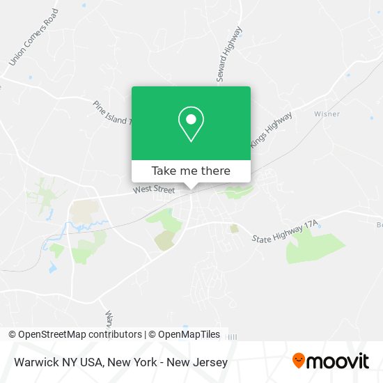 Warwick NY USA map