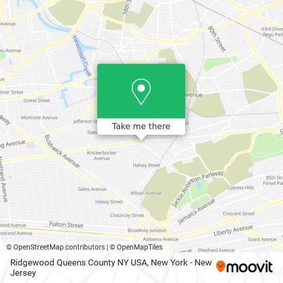 Mapa de Ridgewood Queens County NY USA