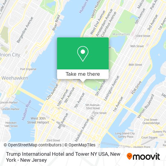 Mapa de Trump International Hotel and Tower NY USA