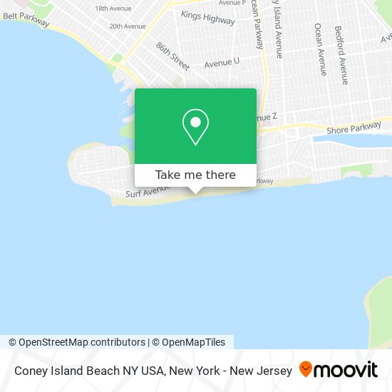 Mapa de Coney Island Beach NY USA