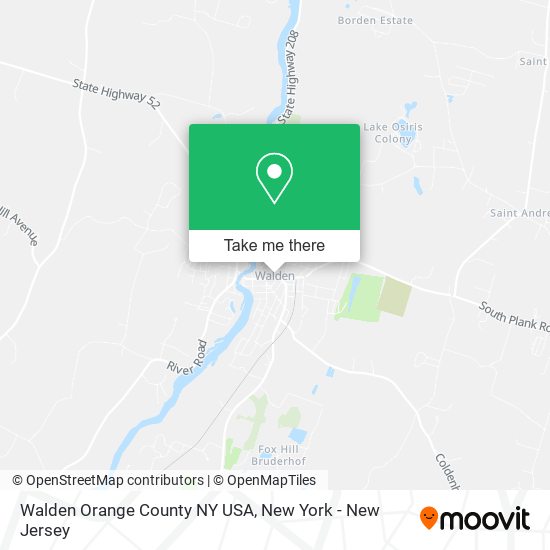 Walden Orange County NY USA map