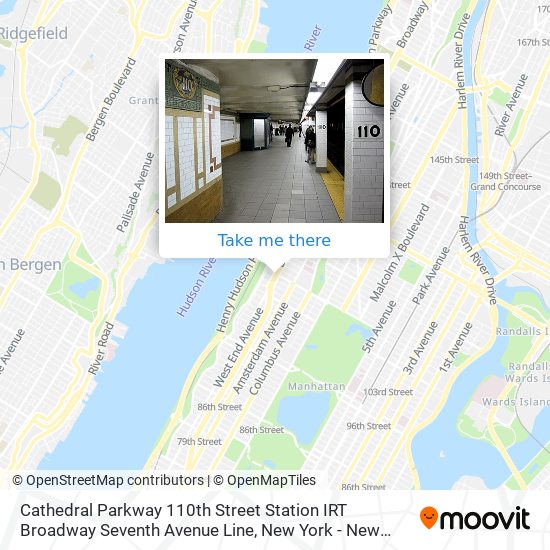 Mapa de Cathedral Parkway 110th Street Station IRT Broadway Seventh Avenue Line