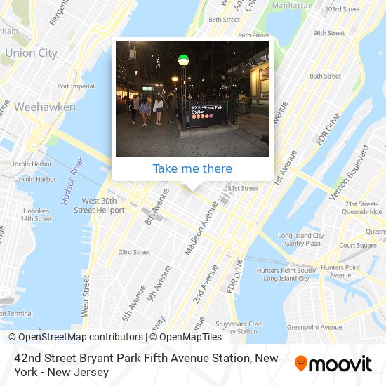 Mapa de 42nd Street Bryant Park Fifth Avenue Station