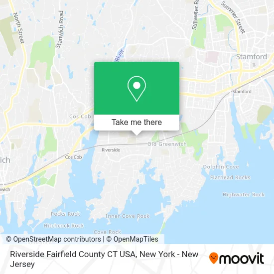 Riverside Fairfield County CT USA map