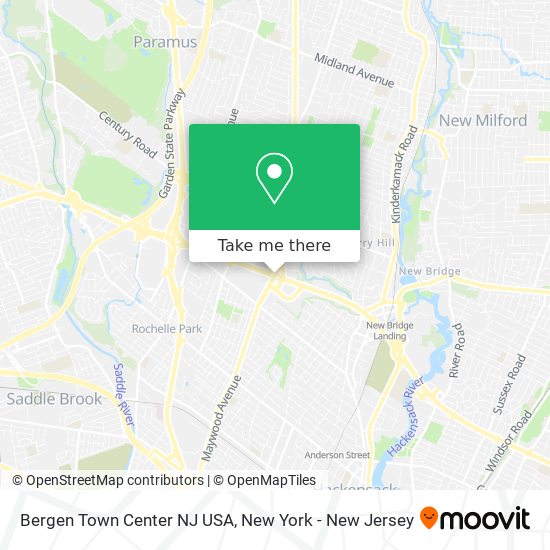 Bergen Town Center NJ USA map