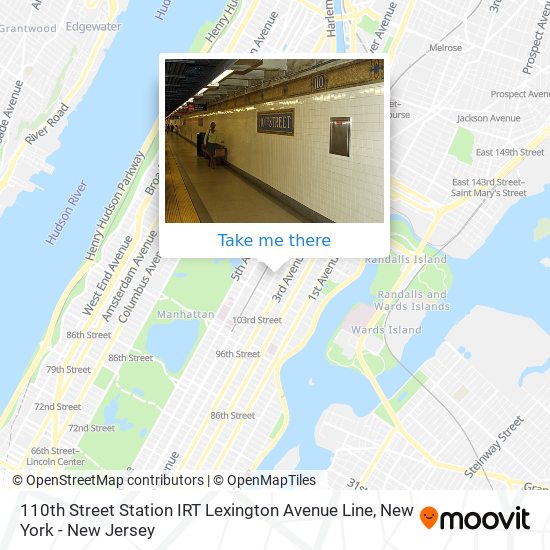 110th Street Station IRT Lexington Avenue Line map