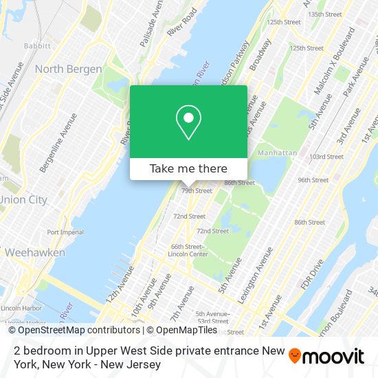 Mapa de 2 bedroom in Upper West Side private entrance New York