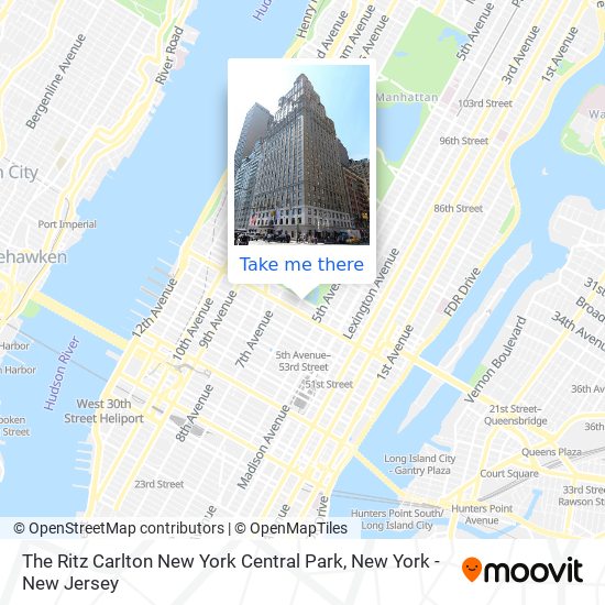 The Ritz Carlton New York Central Park map