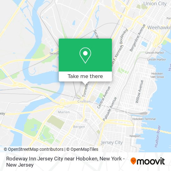 Mapa de Rodeway Inn Jersey City near Hoboken