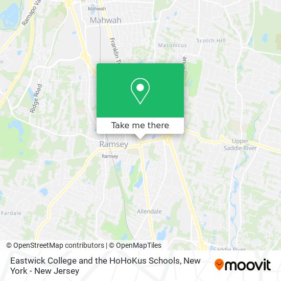 Eastwick College and the HoHoKus Schools map