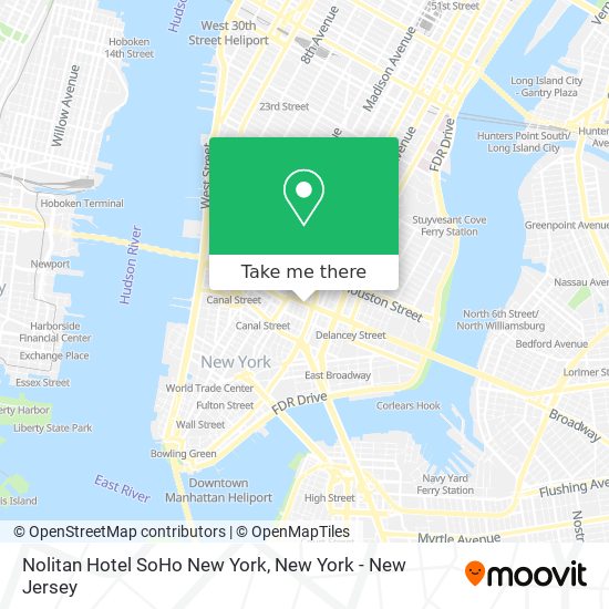 Mapa de Nolitan Hotel SoHo New York