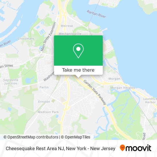 Cheesequake Rest Area NJ map