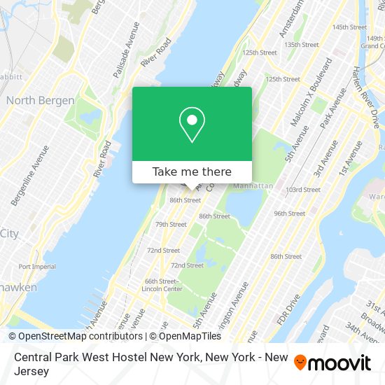 Mapa de Central Park West Hostel New York