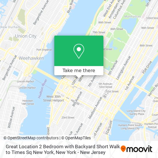 Mapa de Great Location 2 Bedroom with Backyard Short Walk to Times Sq New York