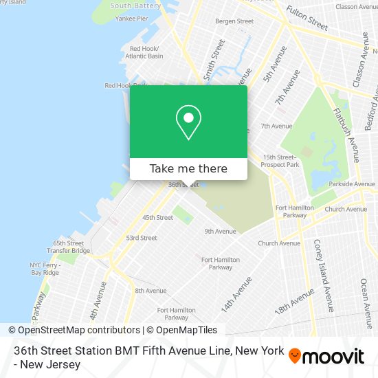 Mapa de 36th Street Station BMT Fifth Avenue Line