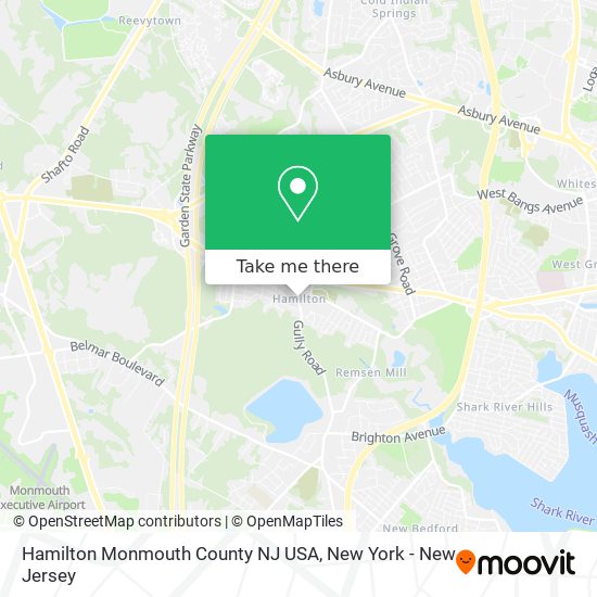 Hamilton Monmouth County NJ USA map