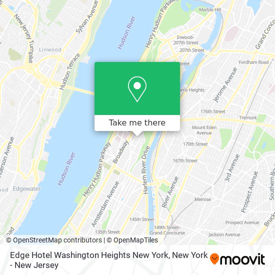 Edge Hotel Washington Heights New York map