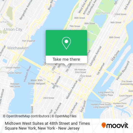 Mapa de Midtown West Suites at 48th Street and Times Square New York