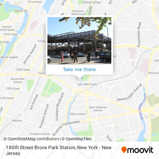 Mapa de 180th Street Bronx Park Station