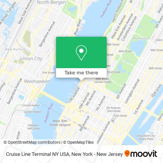 Cruise Line Terminal NY USA map