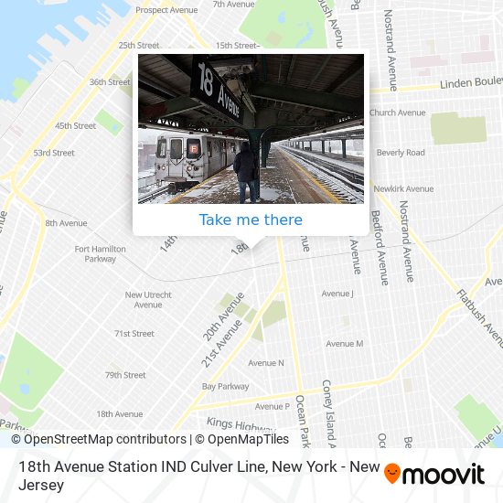 18th Avenue Station IND Culver Line map