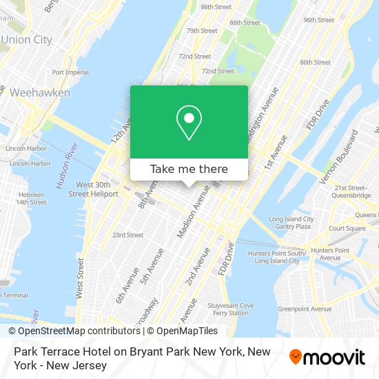 Mapa de Park Terrace Hotel on Bryant Park New York
