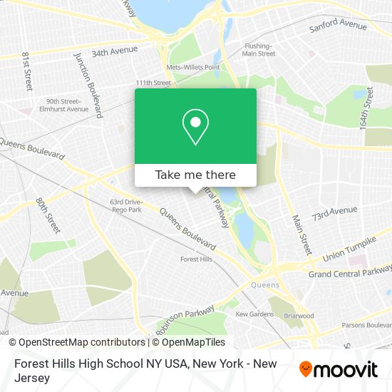 Mapa de Forest Hills High School NY USA